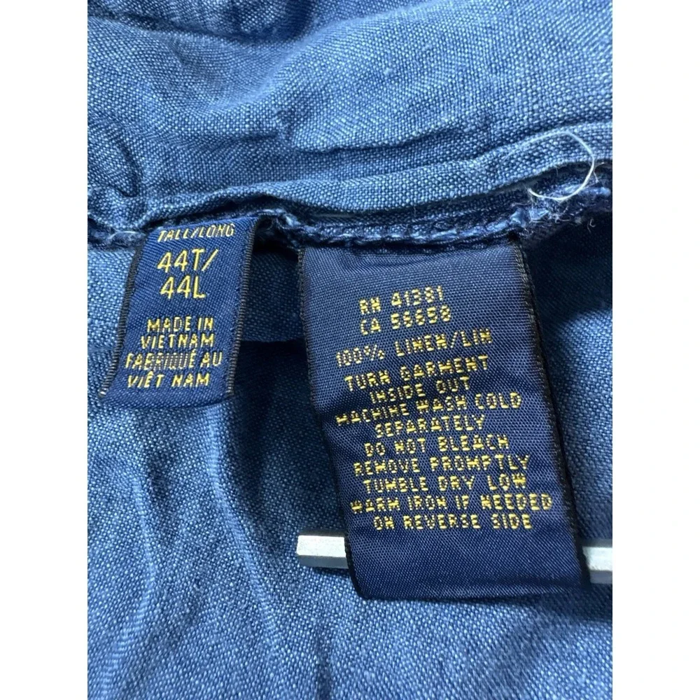 Polo Ralph Lauren Mens Size 44 Tall Linen Classic Fit Chino‎ Shorts Solid Blue